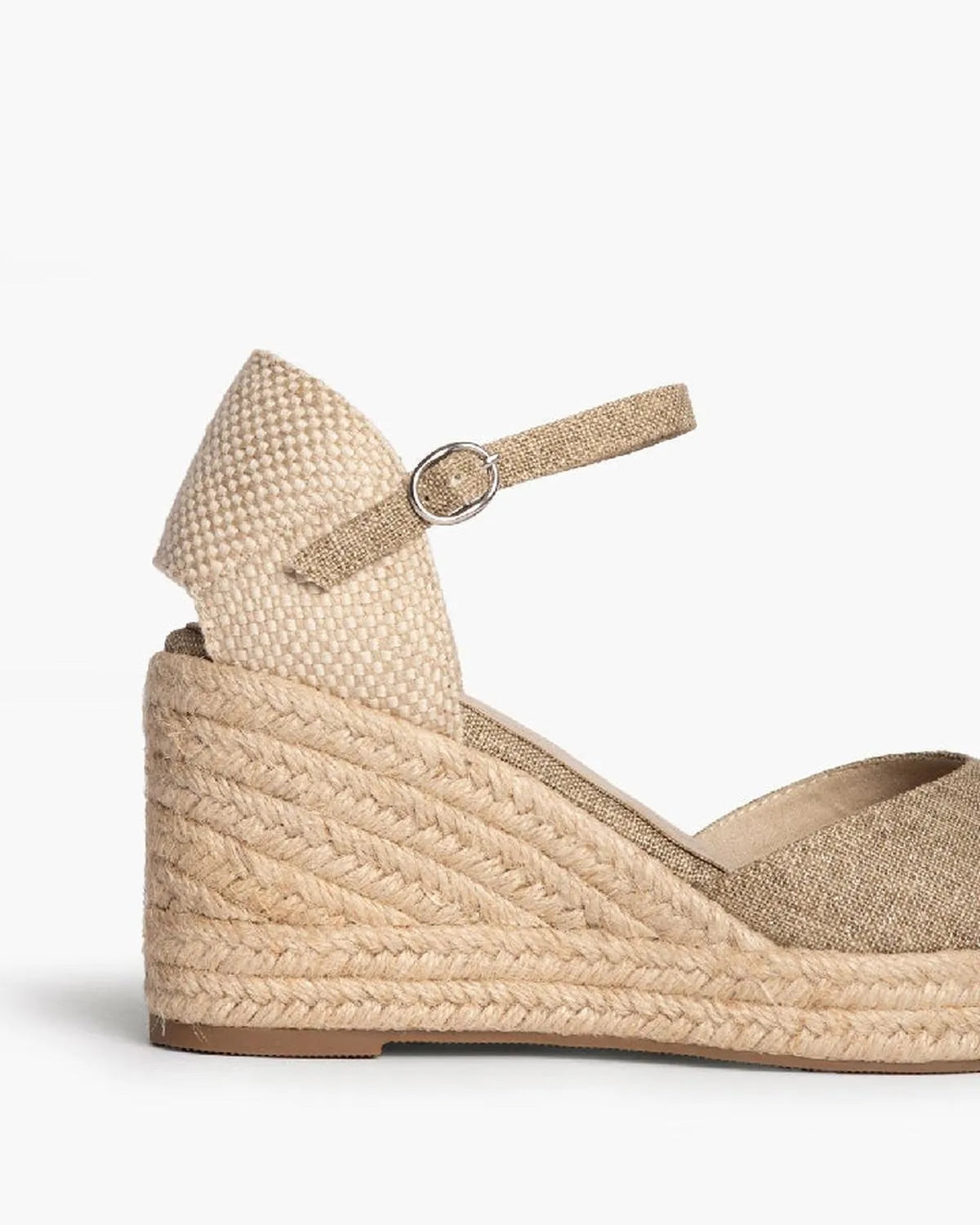 GLITTERED FABRIC WEDGE IN TAUPE-Espadrilles-CORINA- Pointure.AE