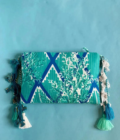 GREEN BEADED POUCH