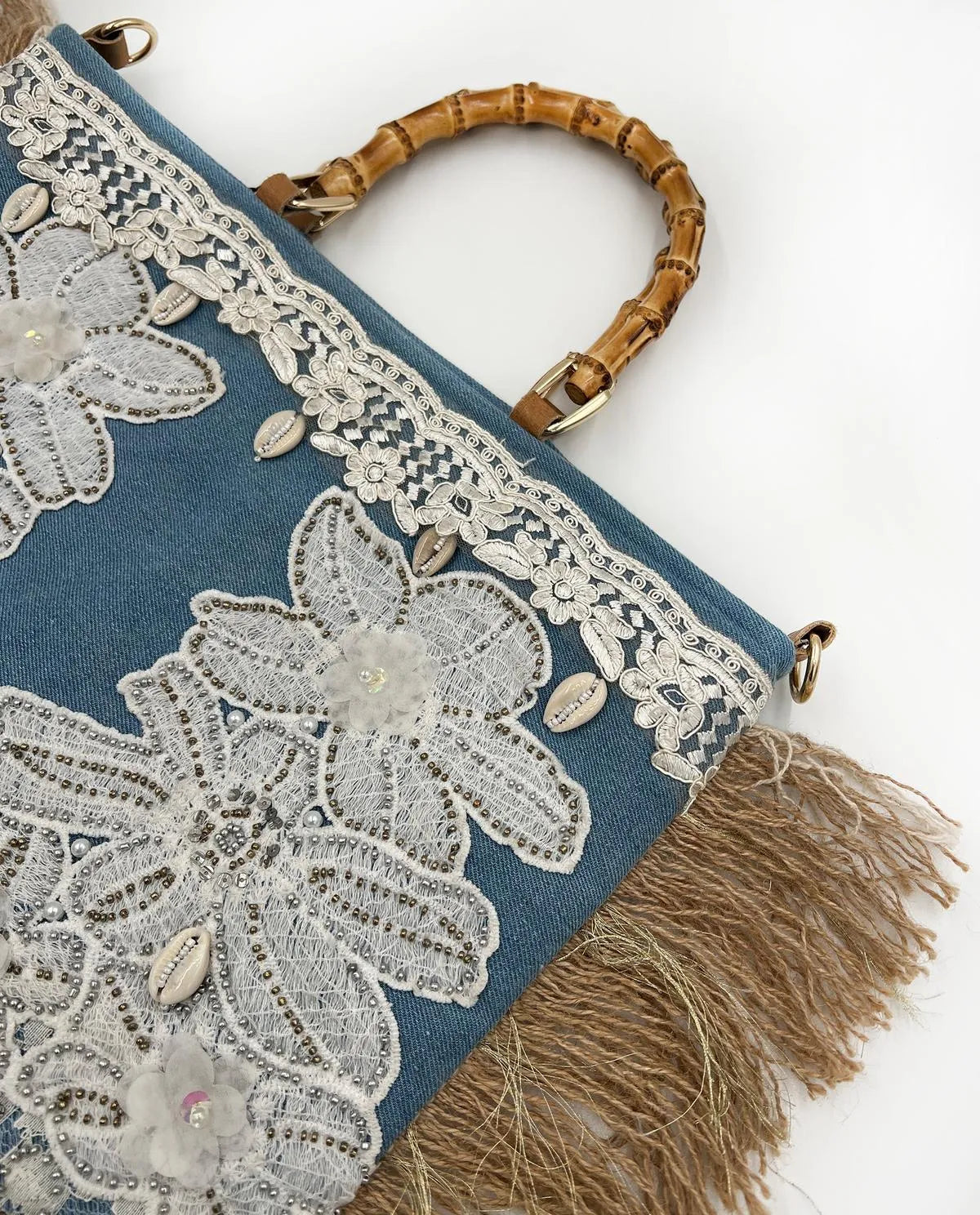 HAND EMBROIDERY DENIM BAG-Top Handle Bags-ALEX MAX- Pointure.AE