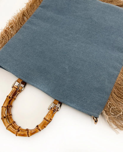 HAND EMBROIDERY DENIM BAG-Top Handle Bags-ALEX MAX- Pointure.AE