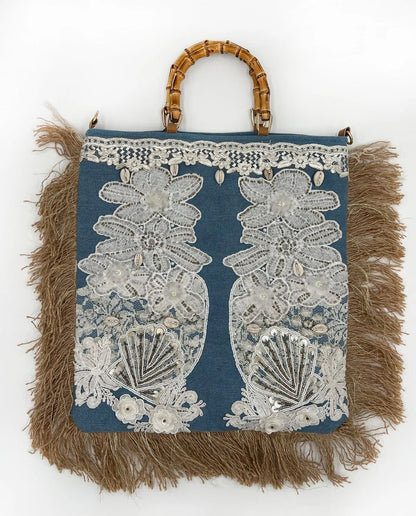 HAND EMBROIDERY DENIM BAG-Top Handle Bags-ALEX MAX- Pointure.AE