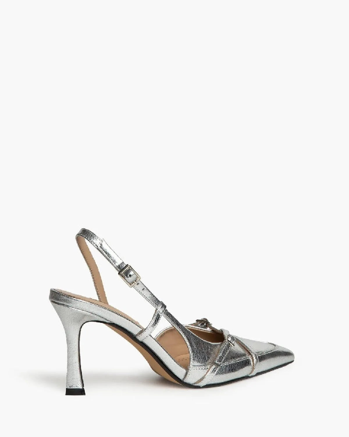 HIGH HEEL SLING-BACK IN SILVER-Sling Backs-CORINA- Pointure.AE
