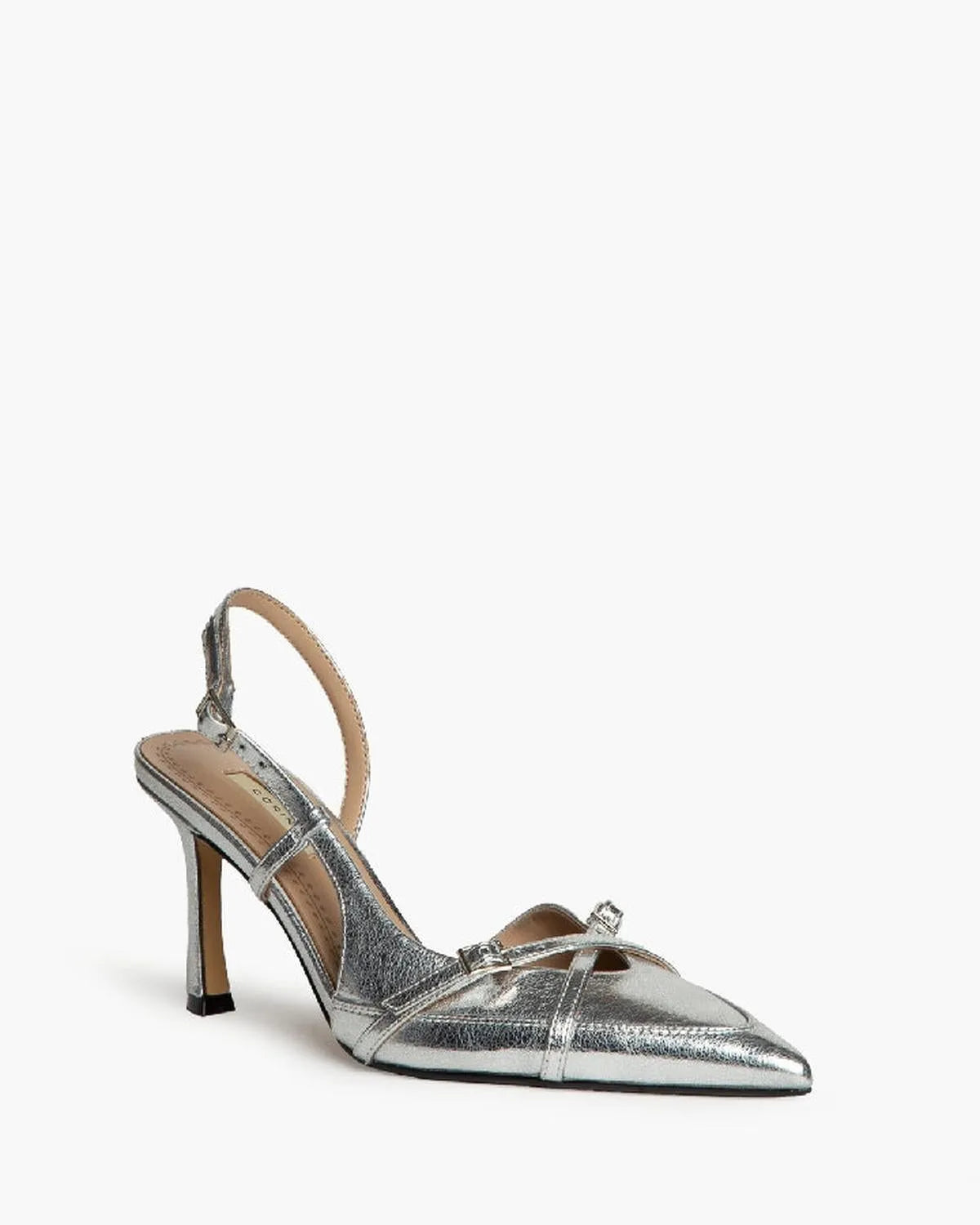 HIGH HEEL SLING-BACK IN SILVER-Sling Backs-CORINA- Pointure.AE