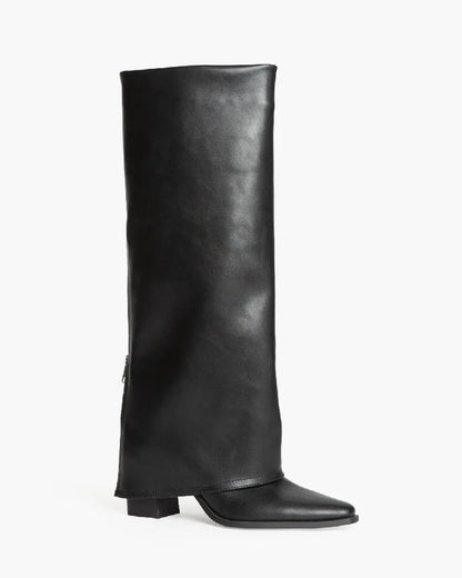 HIGH KNEE FOLD OVER WESTERN BOOTS-Boots-CORINA- Pointure.AE