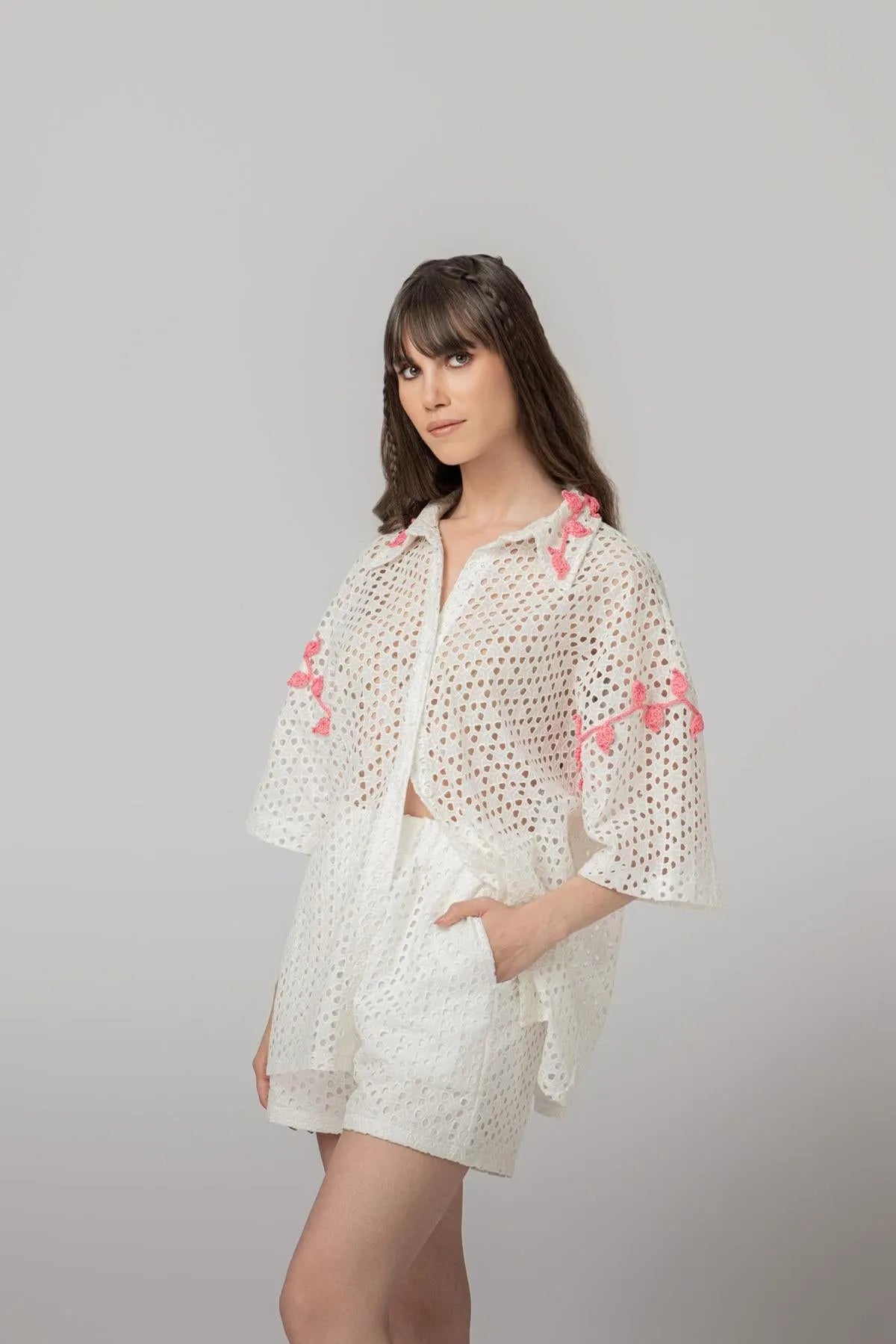 “JOURNEY” EMBROIDERED WHITE SET-Outfit Sets-STEFFY- Pointure.AE