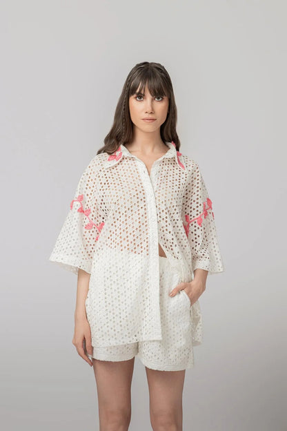 “JOURNEY” EMBROIDERED WHITE SET-Outfit Sets-STEFFY- Pointure.AE