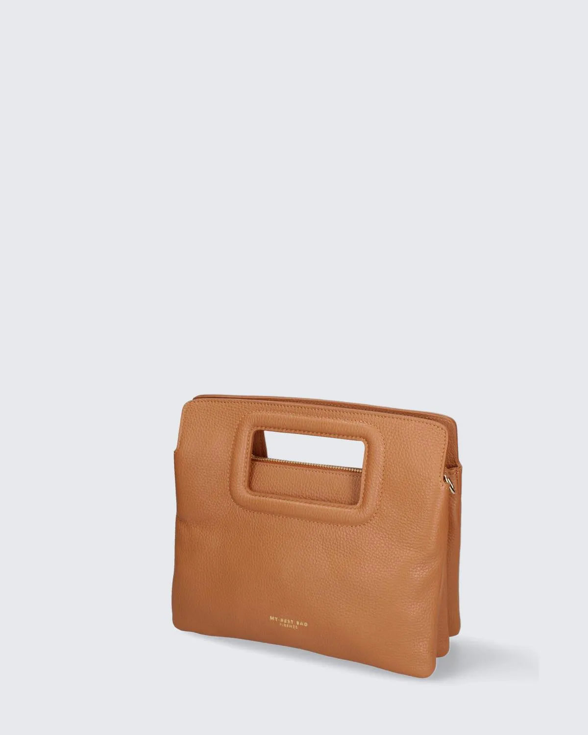 LEATHER HANDBAG IN BROWN-Top Handle Bags-MY BEST BAG- Pointure.AE