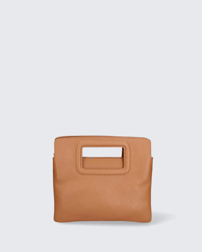 LEATHER HANDBAG IN BROWN-Top Handle Bags-MY BEST BAG- Pointure.AE