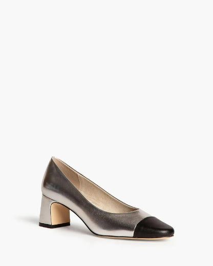 LOW HEEL PUMP IN SILVER-Pumps-CORINA- Pointure.AE