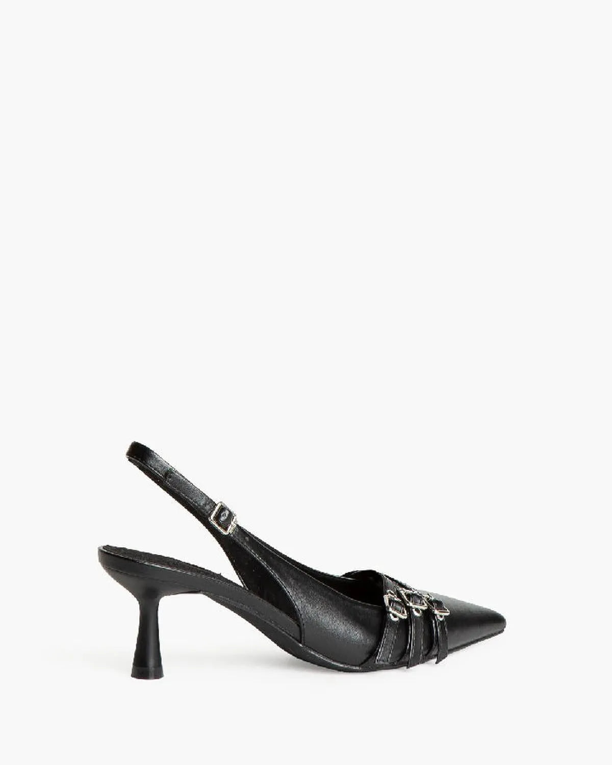 LOW HEEL SLING BACK IN BLACK-Sling Backs-CORINA- Pointure.AE