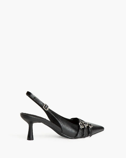 LOW HEEL SLING BACK IN BLACK-Sling Backs-CORINA- Pointure.AE
