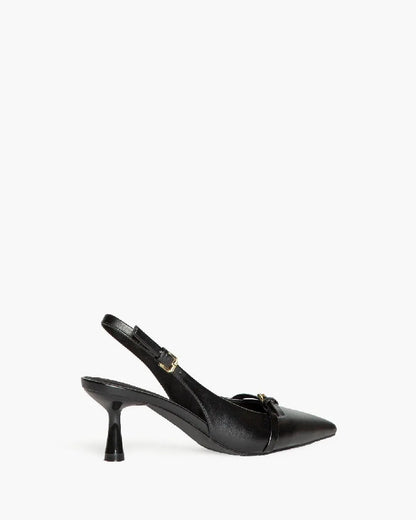 LOW HEEL SLING BACK IN BLACK-Sling Backs-CORINA- Pointure.AE
