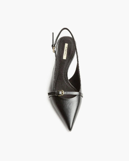 LOW HEEL SLING BACK IN BLACK-Sling Backs-CORINA- Pointure.AE