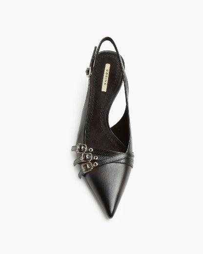 LOW HEEL SLING BACK IN BLACK-Sling Backs-CORINA- Pointure.AE