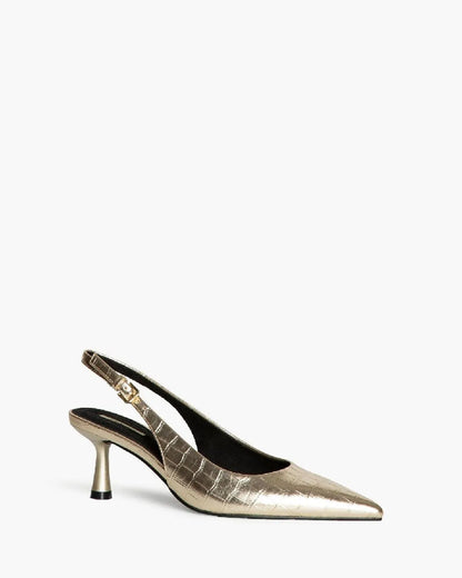 LOW HEEL SLING BACK IN CROCCO-Sling Backs-CORINA- Pointure.AE