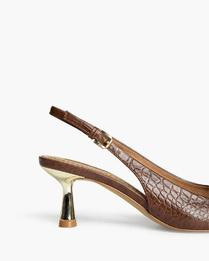 LOW HEEL SLING BACK IN CROCCO-Sling Backs-CORINA- Pointure.AE