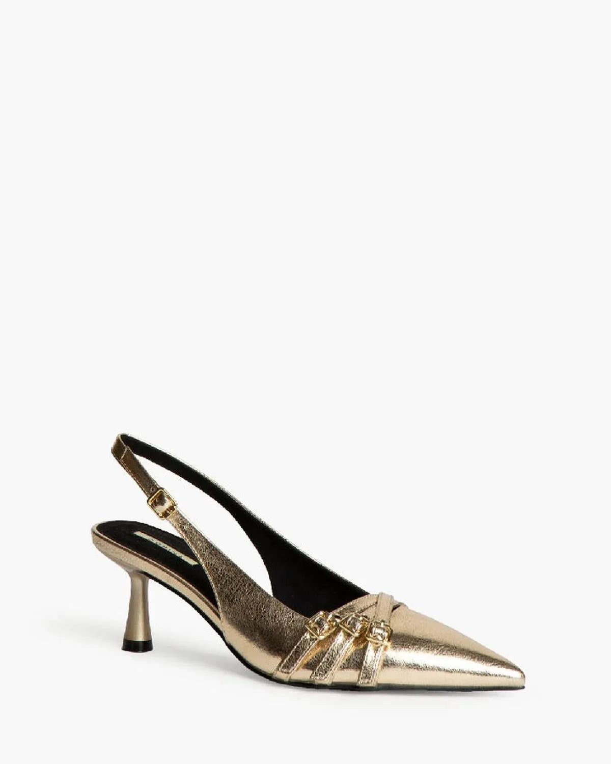 LOW HEEL SLING BACK IN GOLD-Sling Backs-CORINA- Pointure.AE