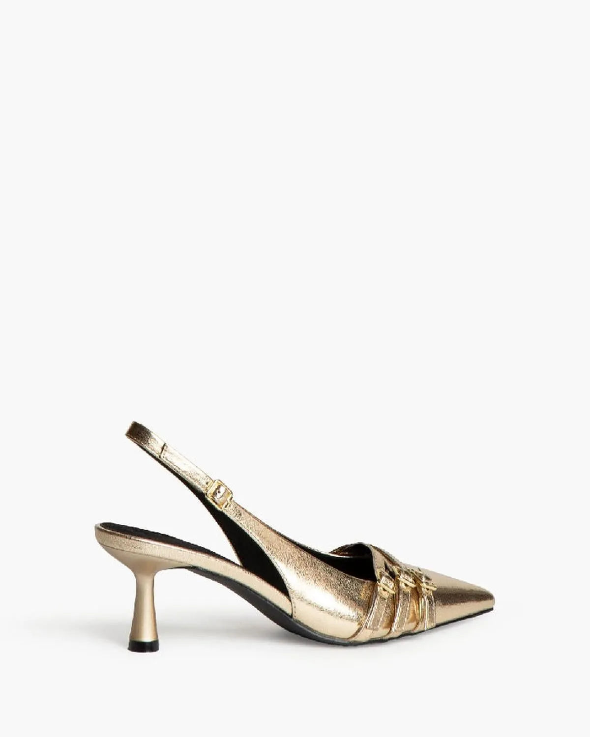 LOW HEEL SLING BACK IN GOLD-Sling Backs-CORINA- Pointure.AE