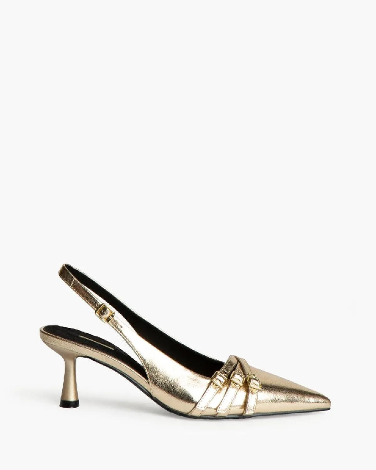 LOW HEEL SLING BACK IN GOLD-Sling Backs-CORINA- Pointure.AE
