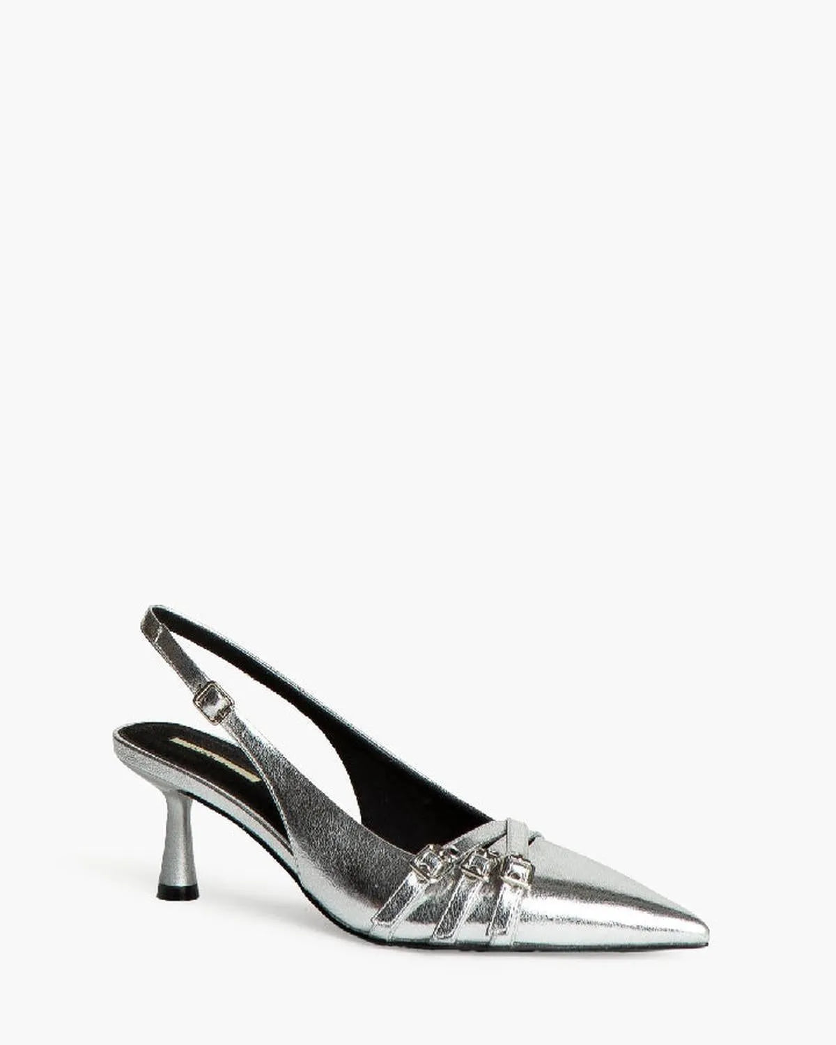 LOW HEEL SLING BACK IN SILVER-Sling Backs-CORINA- Pointure.AE