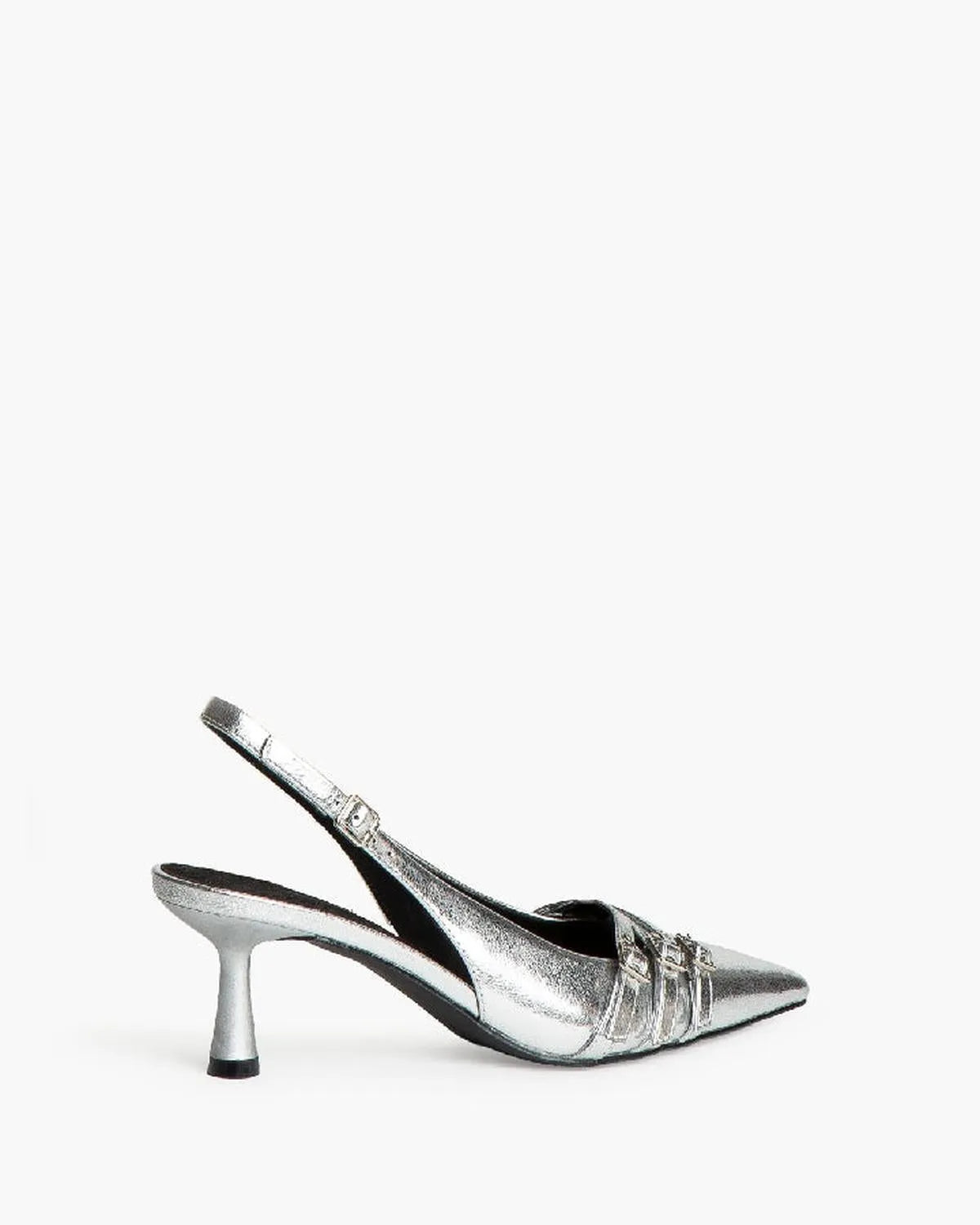 LOW HEEL SLING BACK IN SILVER-Sling Backs-CORINA- Pointure.AE