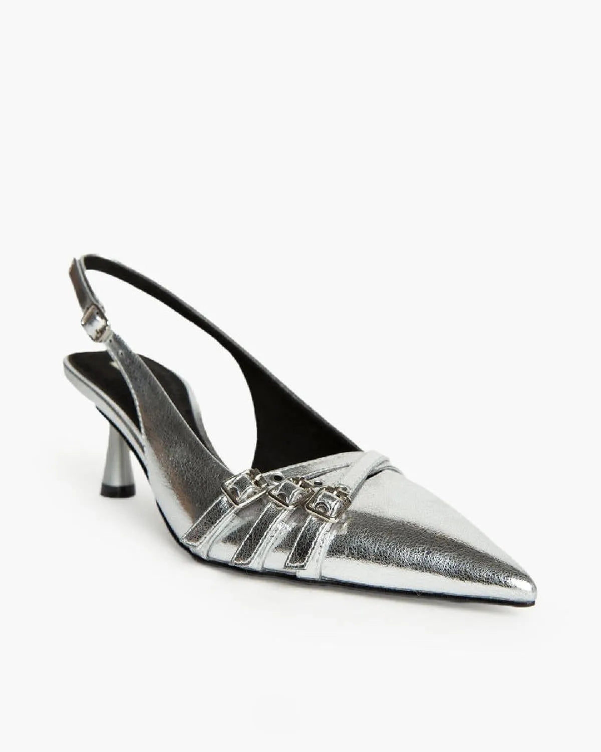 LOW HEEL SLING BACK IN SILVER-Sling Backs-CORINA- Pointure.AE
