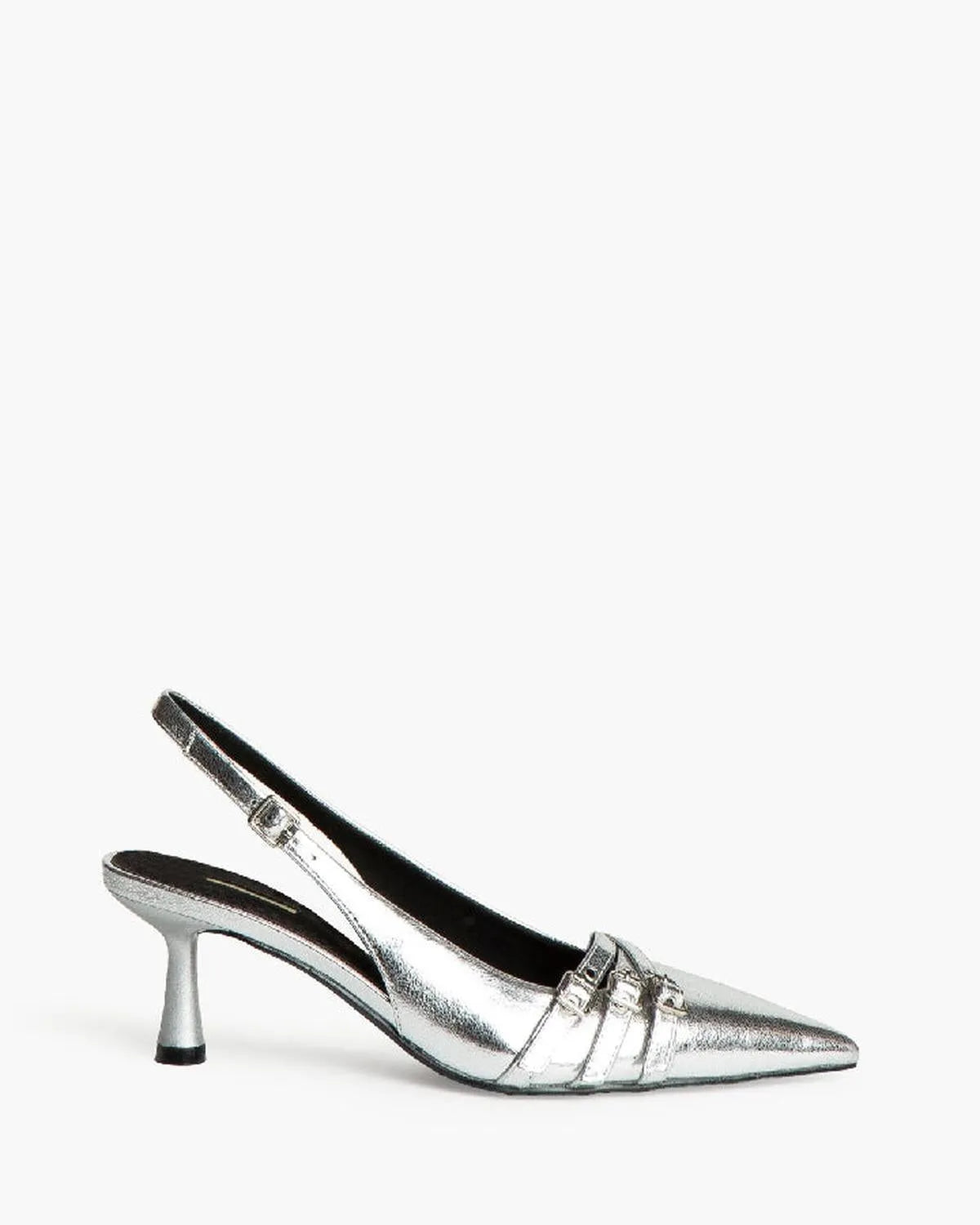 LOW HEEL SLING BACK IN SILVER-Sling Backs-CORINA- Pointure.AE