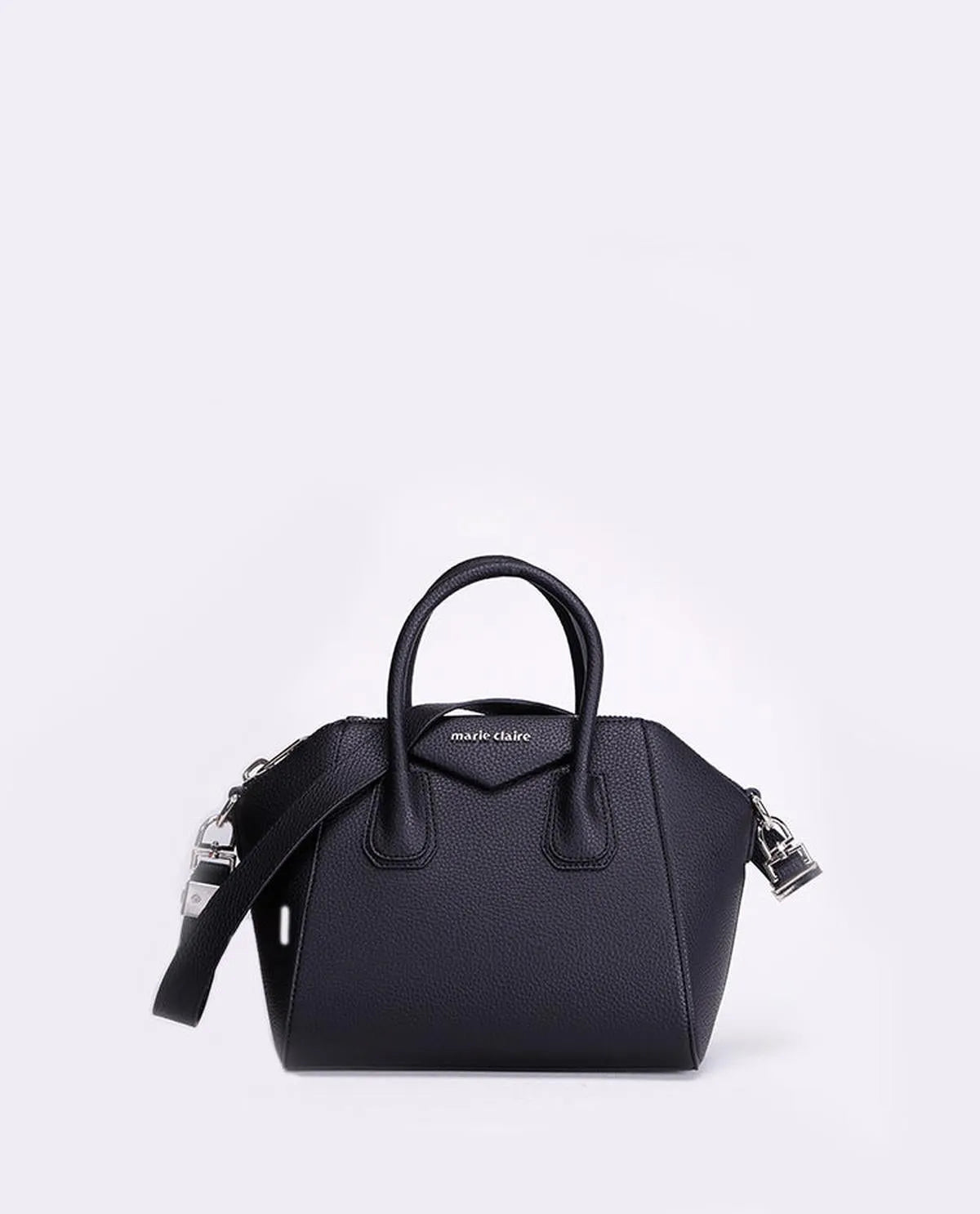 MEDIUM DOUBLE HANDLE BAG IN BLACK-Shoulder Bags-MARIE CLAIRE- Pointure.AE