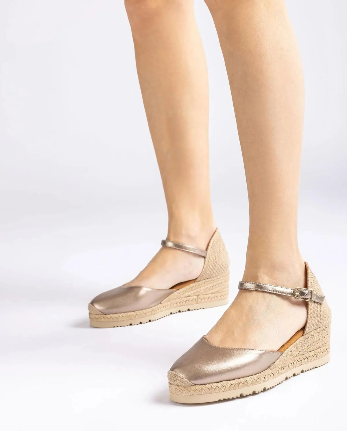 METALLIC EFFECT D'ORSAY ANKLE STRAP ESPADRILLE-Espadrilles-UNISA- Pointure.AE
