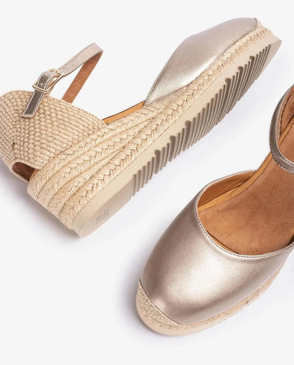 METALLIC EFFECT D'ORSAY ANKLE STRAP ESPADRILLE-Espadrilles-UNISA- Pointure.AE