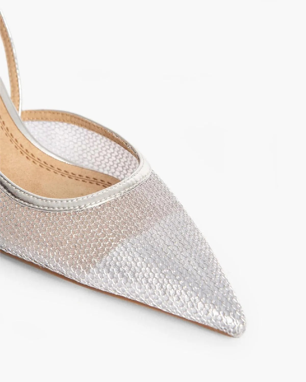 METALLIC MESH SLING BACK IN SILVER-Sling Backs-CORINA- Pointure.AE