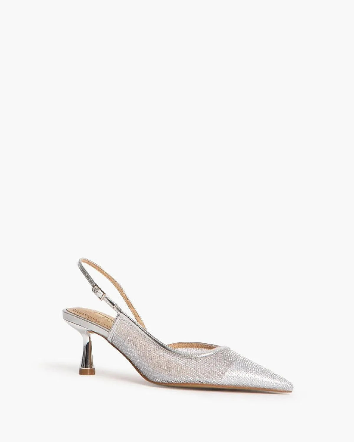 METALLIC MESH SLING BACK IN SILVER-Sling Backs-CORINA- Pointure.AE