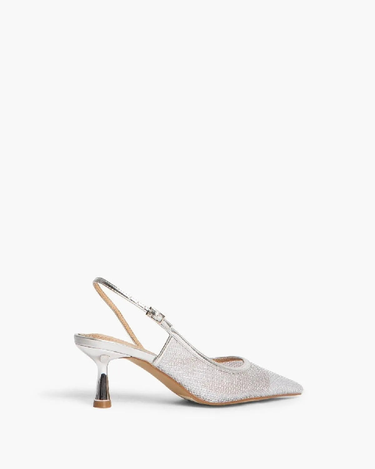 METALLIC MESH SLING BACK IN SILVER-Sling Backs-CORINA- Pointure.AE