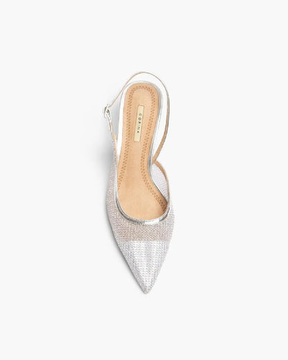 METALLIC MESH SLING BACK IN SILVER-Sling Backs-CORINA- Pointure.AE