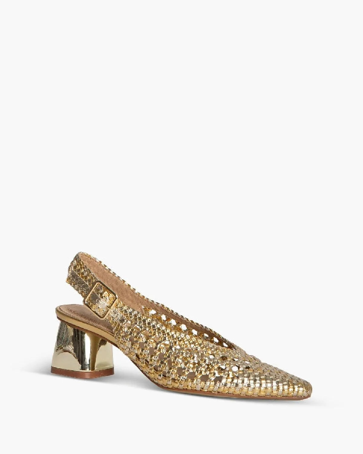 MID-HEELED SLINGBACK IN GOLD-Sling Backs-CORINA- Pointure.AE