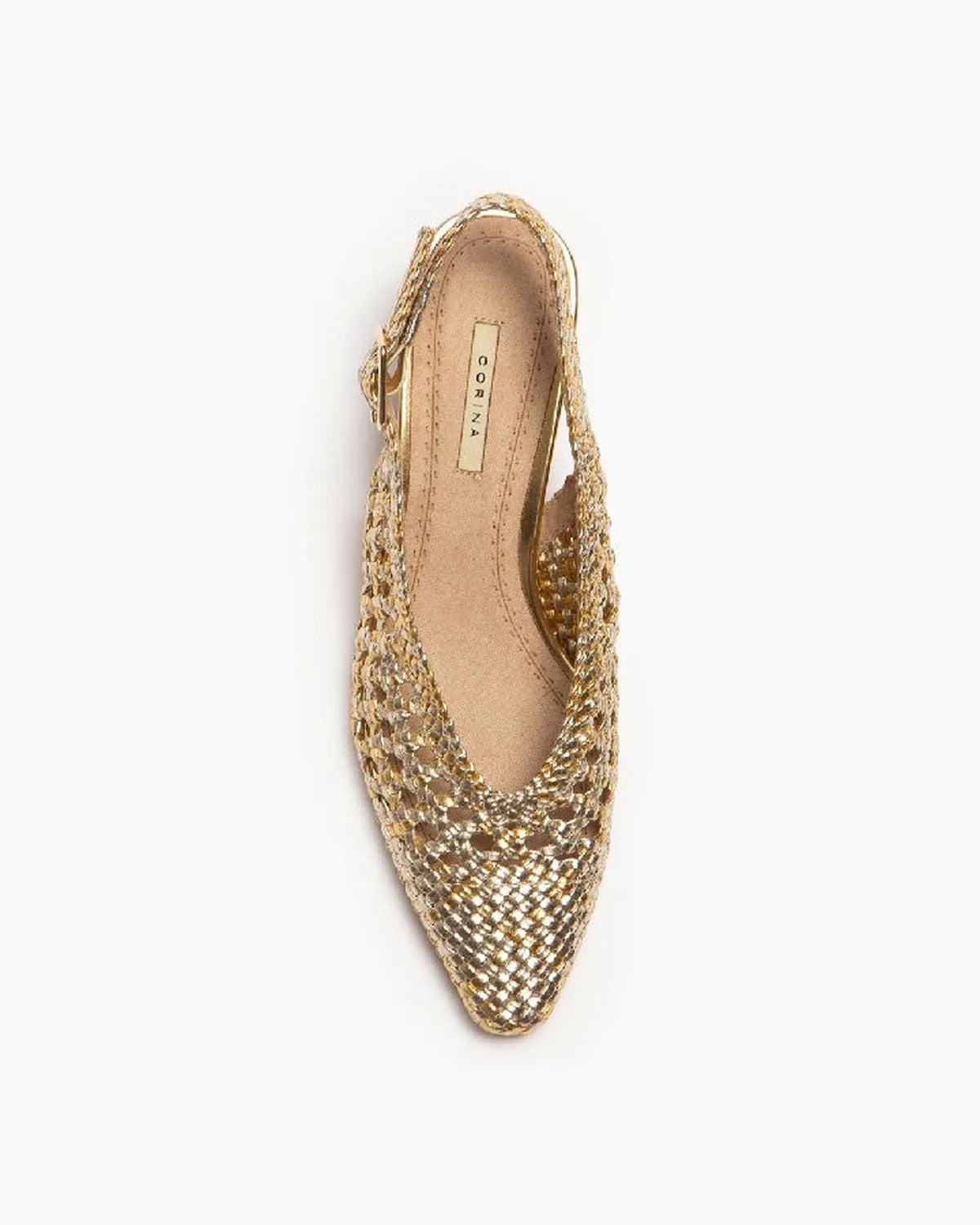 MID-HEELED SLINGBACK IN GOLD-Sling Backs-CORINA- Pointure.AE