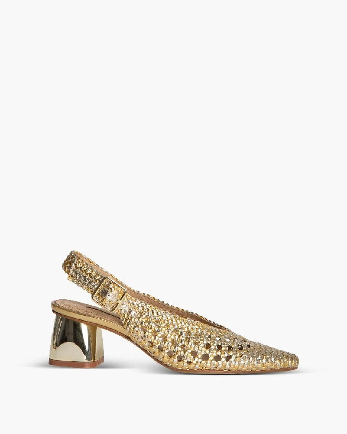 MID-HEELED SLINGBACK IN GOLD-Sling Backs-CORINA- Pointure.AE