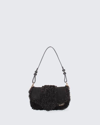 MINI YAYA FUR - BLACK-Shoulder Bags-MY BEST BAG- Pointure.AE