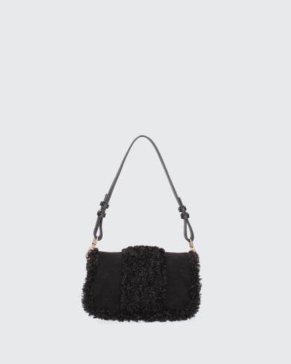 MINI YAYA FUR - BLACK-Shoulder Bags-MY BEST BAG- Pointure.AE