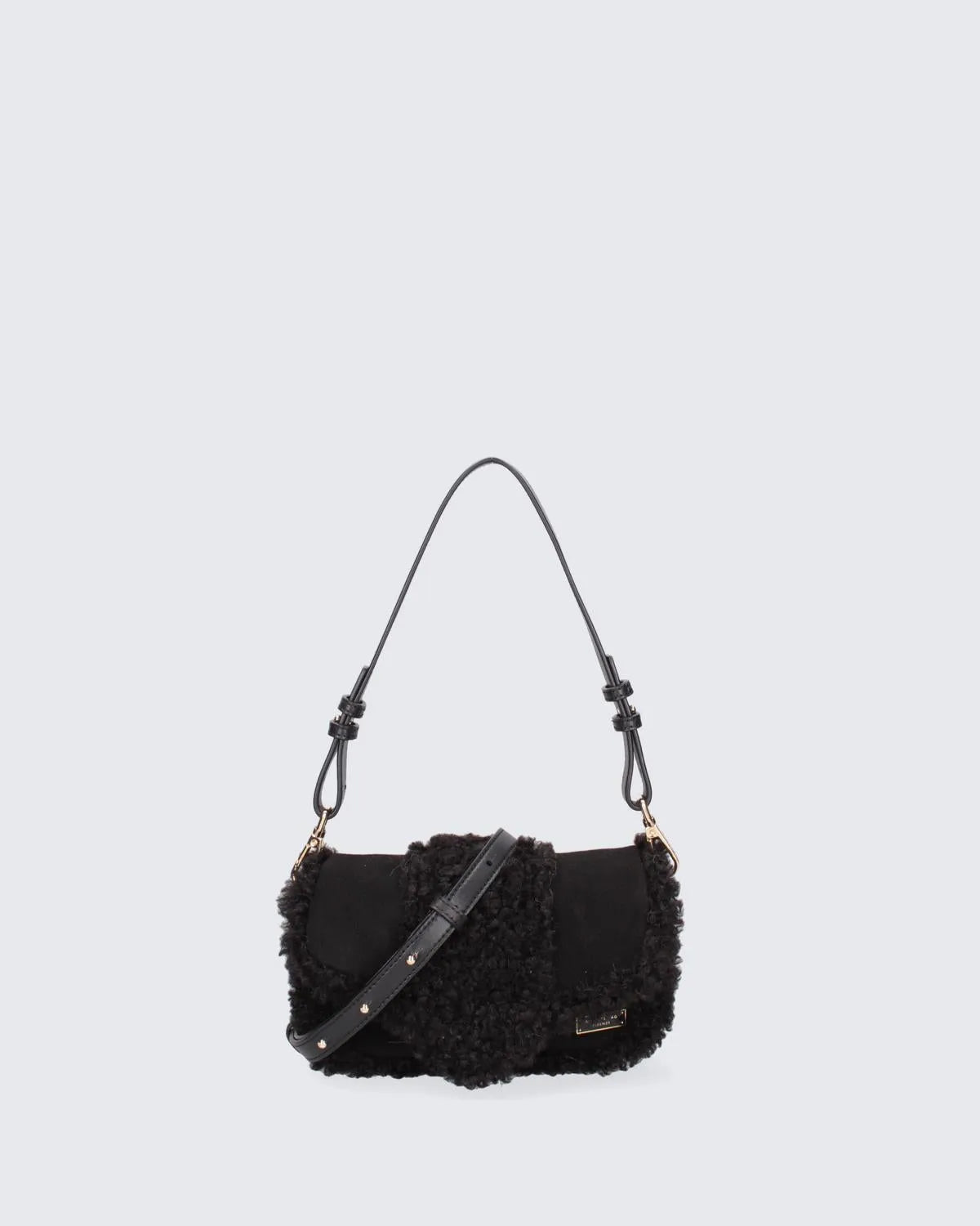 MINI YAYA FUR - BLACK-Shoulder Bags-MY BEST BAG- Pointure.AE
