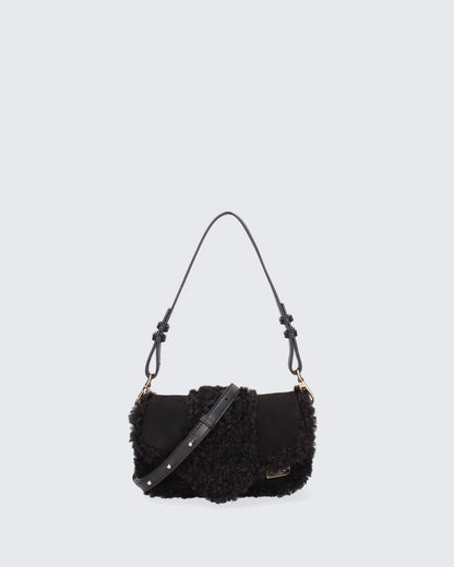 MINI YAYA FUR - BLACK-Shoulder Bags-MY BEST BAG- Pointure.AE