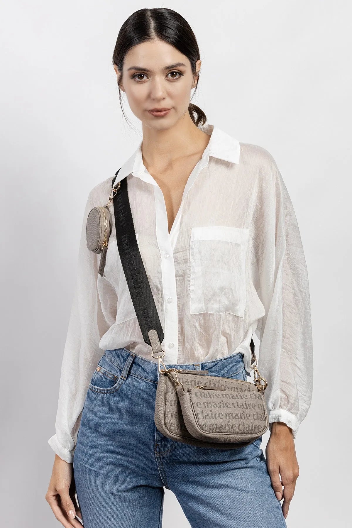 MONOGRAM CROSSBODY BAG IN BEIGE-Cross-Body Bags-MARIE CLAIRE- Pointure.AE