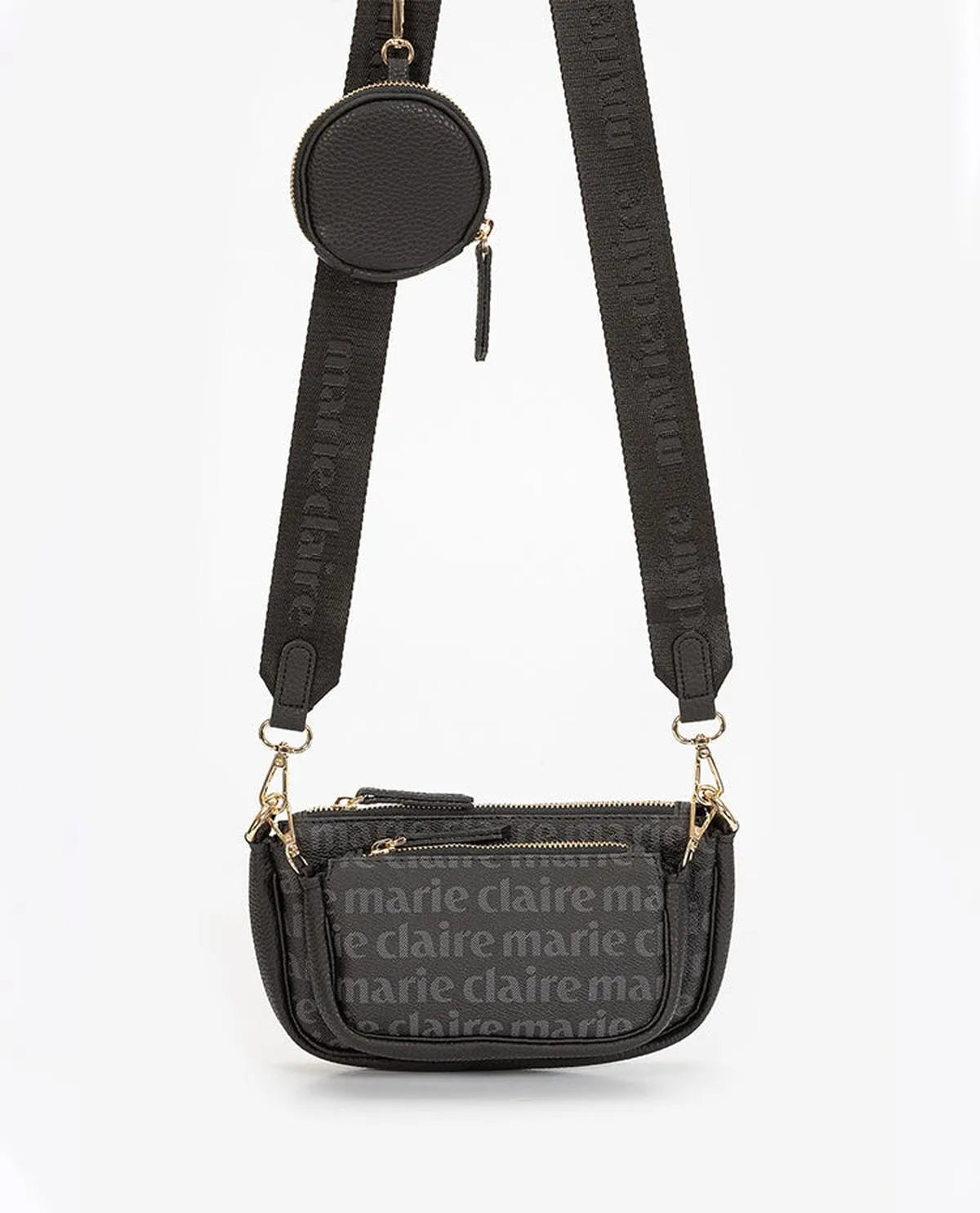 MONOGRAM CROSSBODY BAG IN BLACK-Cross-Body Bags-MARIE CLAIRE- Pointure.AE