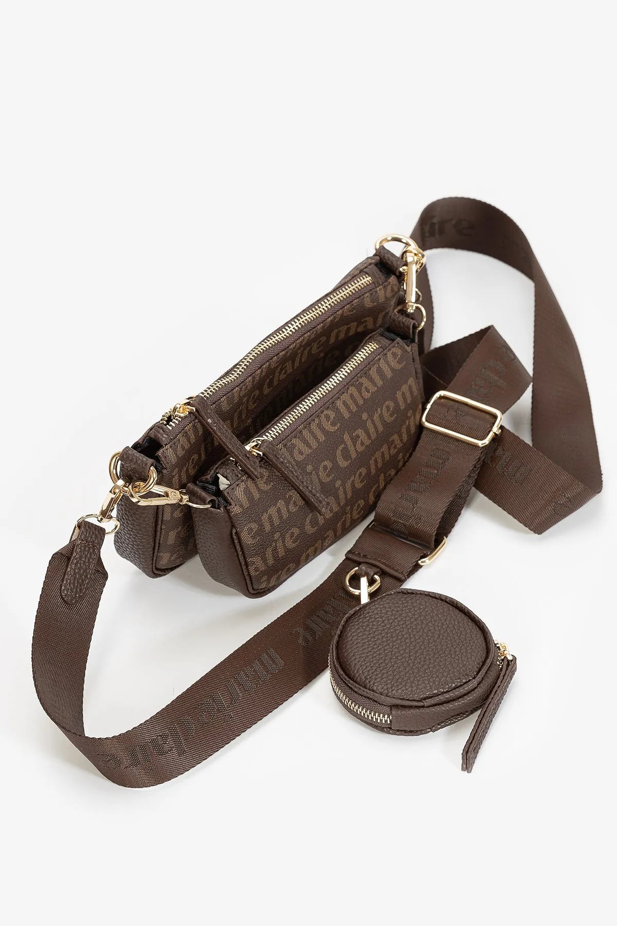 MONOGRAM CROSSBODY BAG IN BROWN-Cross-Body Bags-MARIE CLAIRE- Pointure.AE