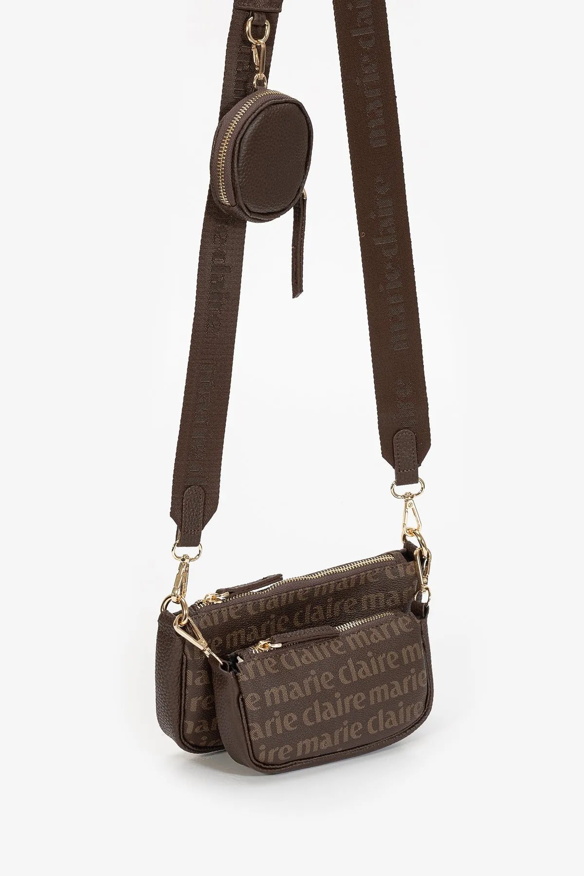 MONOGRAM CROSSBODY BAG IN BROWN-Cross-Body Bags-MARIE CLAIRE- Pointure.AE