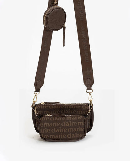 MONOGRAM CROSSBODY BAG IN BROWN-Cross-Body Bags-MARIE CLAIRE- Pointure.AE