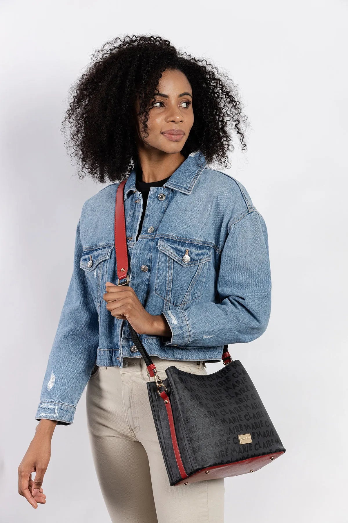 MONOGRAM TWO TONE SHOULDER BAG-Shoulder Bags-MARIE CLAIRE- Pointure.AE