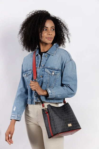 MONOGRAM TWO TONE SHOULDER BAG-Shoulder Bags-MARIE CLAIRE- Pointure.AE