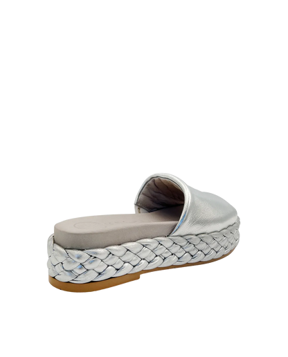 MULE WITH PLAITED BLOCK IN SILVER-Mules-UNISA- Pointure.AE