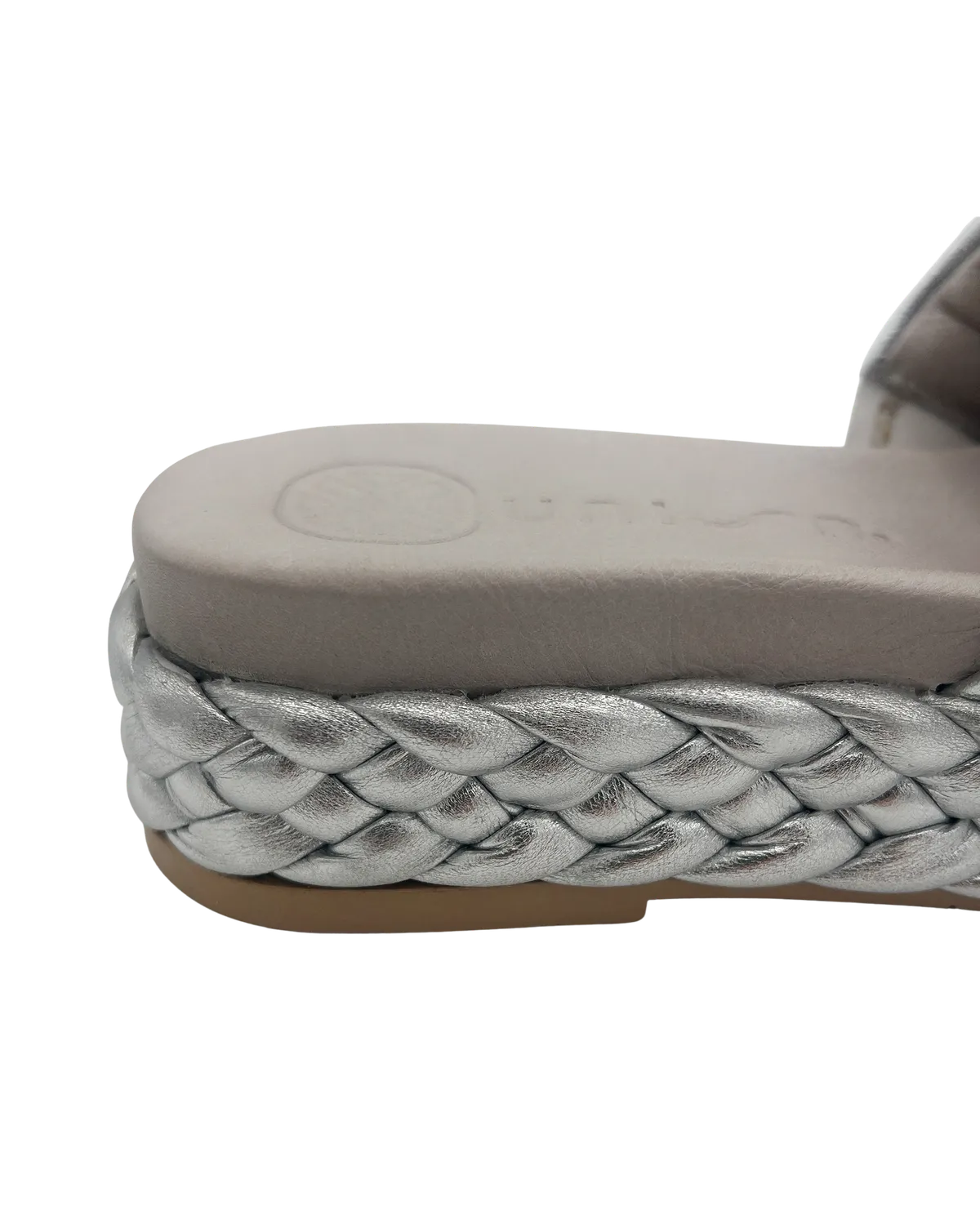 MULE WITH PLAITED BLOCK IN SILVER-Mules-UNISA- Pointure.AE
